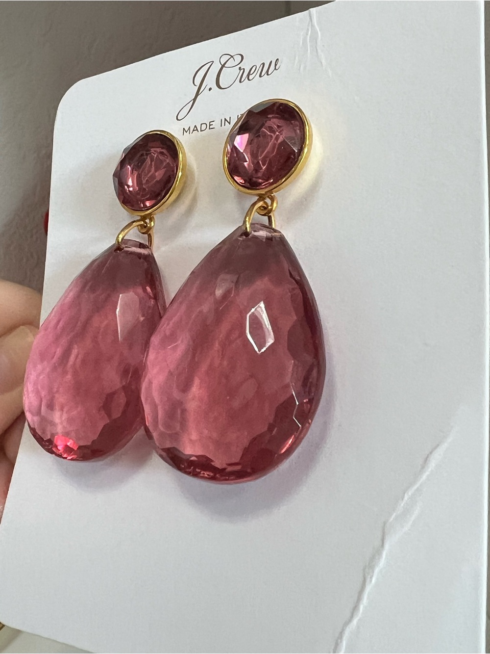 🩷NWT🩷 J.Crew Made-in-Italy faceted teardrop crystal earrings - Picture 3 of 8